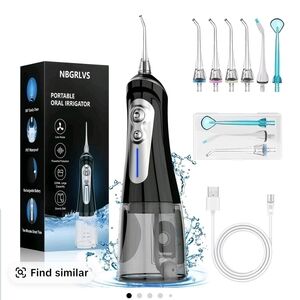 NBGRLVS Portable Oral Irrigator - Black and Silver